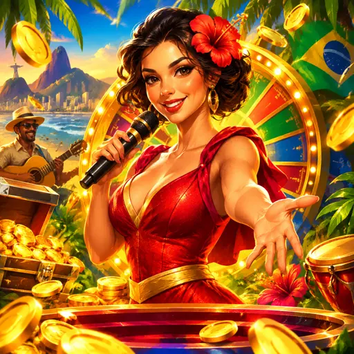 Palco de game show de cassino ao vivo com apresentador e roda da sorte