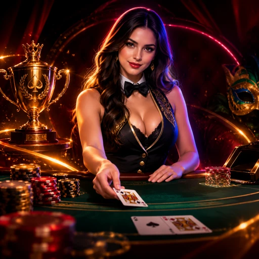 Mesa de blackjack ao vivo com cartas reais sendo distribuídas pelo dealer